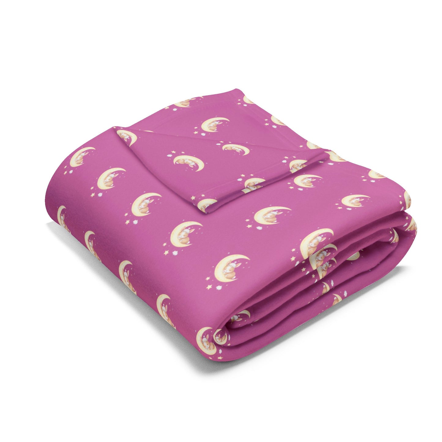 Fleece Blanket, cozy home decor, winter blanket, nursery decor, baby shower gift, cute bunny, moon design