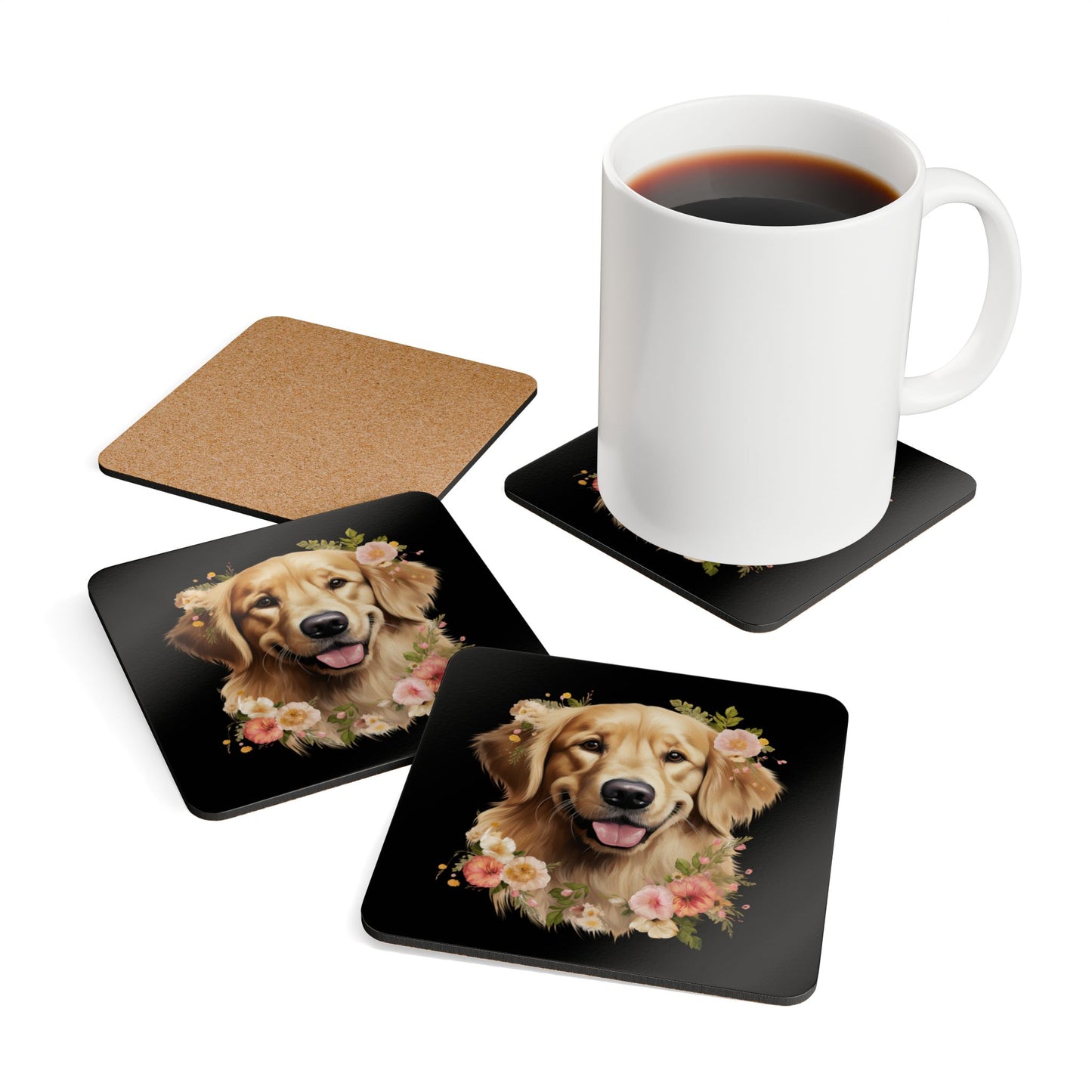 Golden Retriever Coaster Set - Corkwood