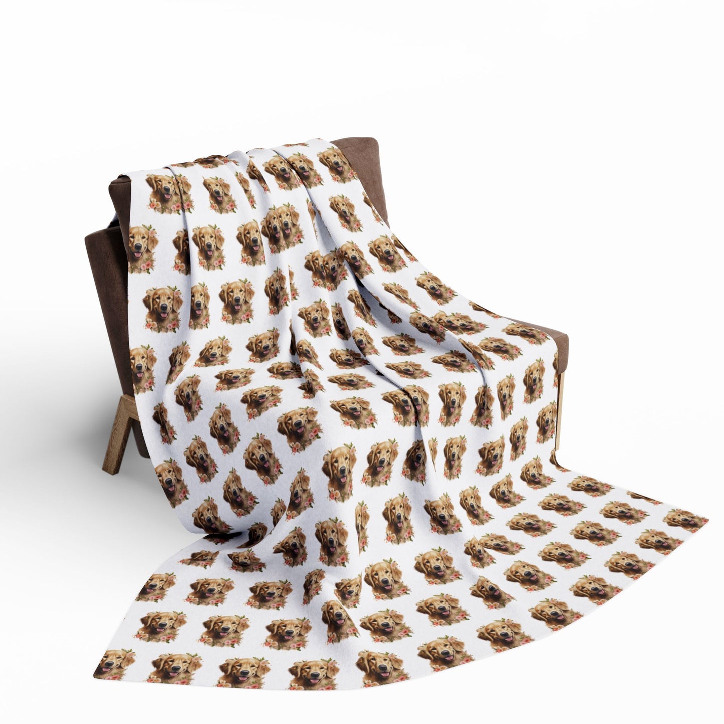 Golden Retriever Blanket - Arctic Fleece Floral Dog Throw - Gift for Dog Mom - Pet Decor