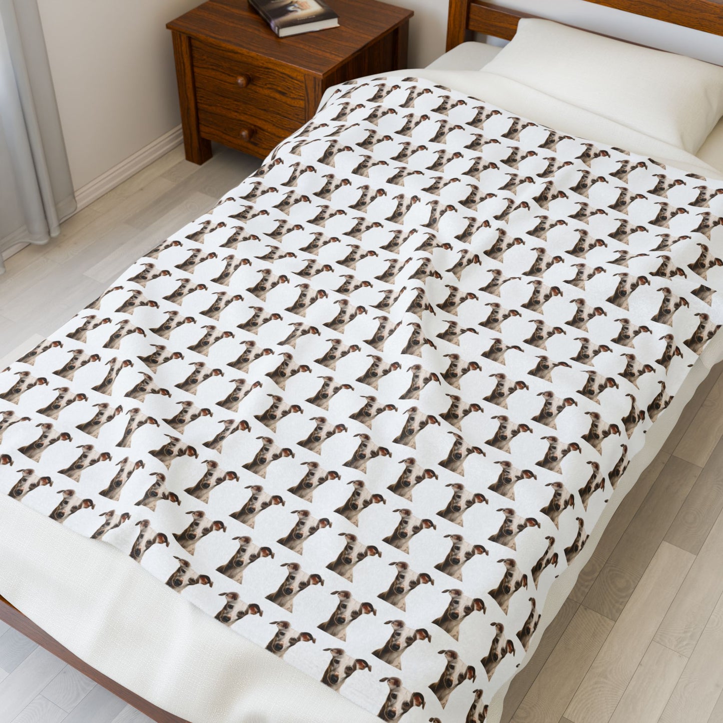 Whippet Blanket | Velveteen Plush Pet Blanket | Dog Bedding | Dog Mom Gift