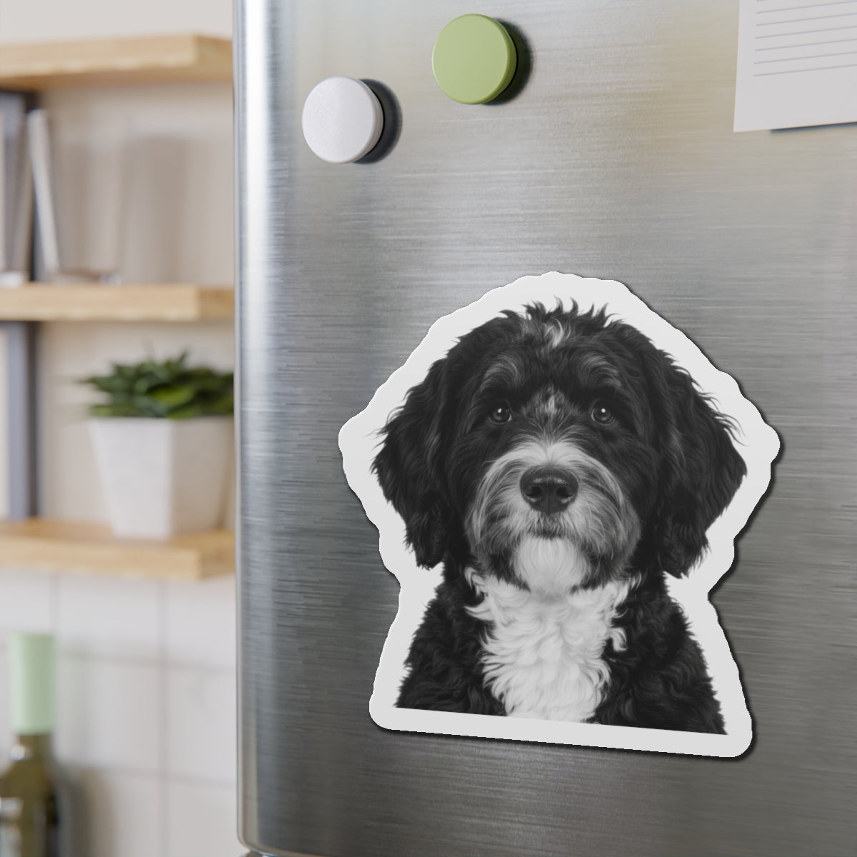 Bernedoodle Die-Cut Magnet - Bernese Mountain Dog and Poodle Mix, Cute Pet Gift, Fridge Decor, Animal Lover, Dog Mom, Puppy Art