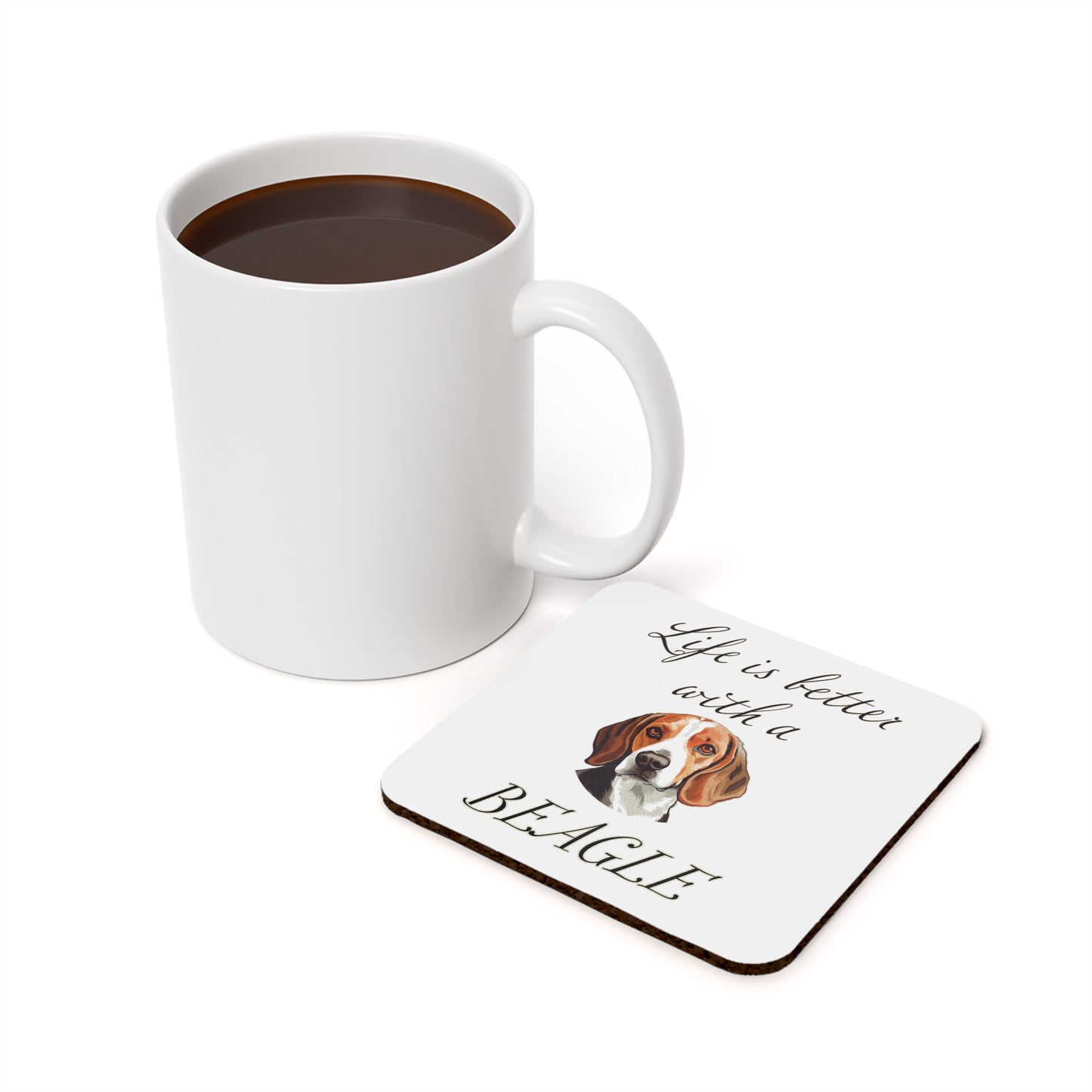 Life is Better with a Beagle Coaster - Cork Back