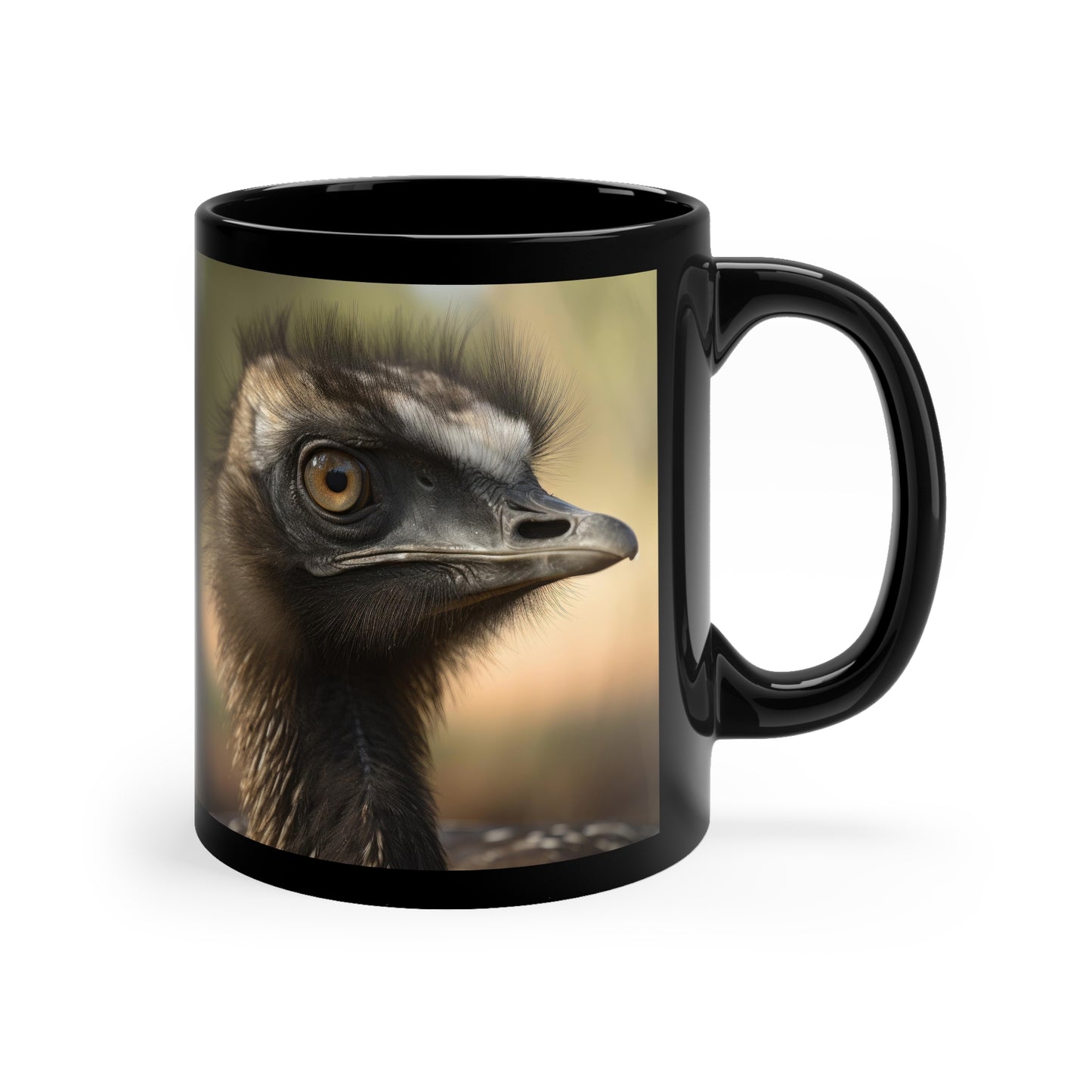 Emu 2 Black Ceramic Mug 11 oz