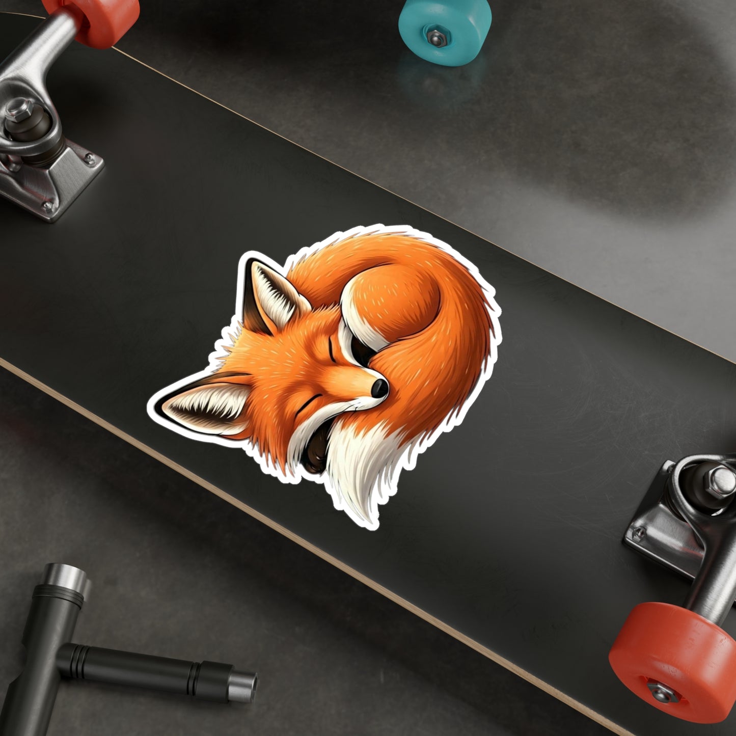 Vinyl Decals, Cute Fox Curled Up Sleeping, Laptop Stickers, Car Decals, Animal Lover Gift, Nursery Decor, Nature Wall Art