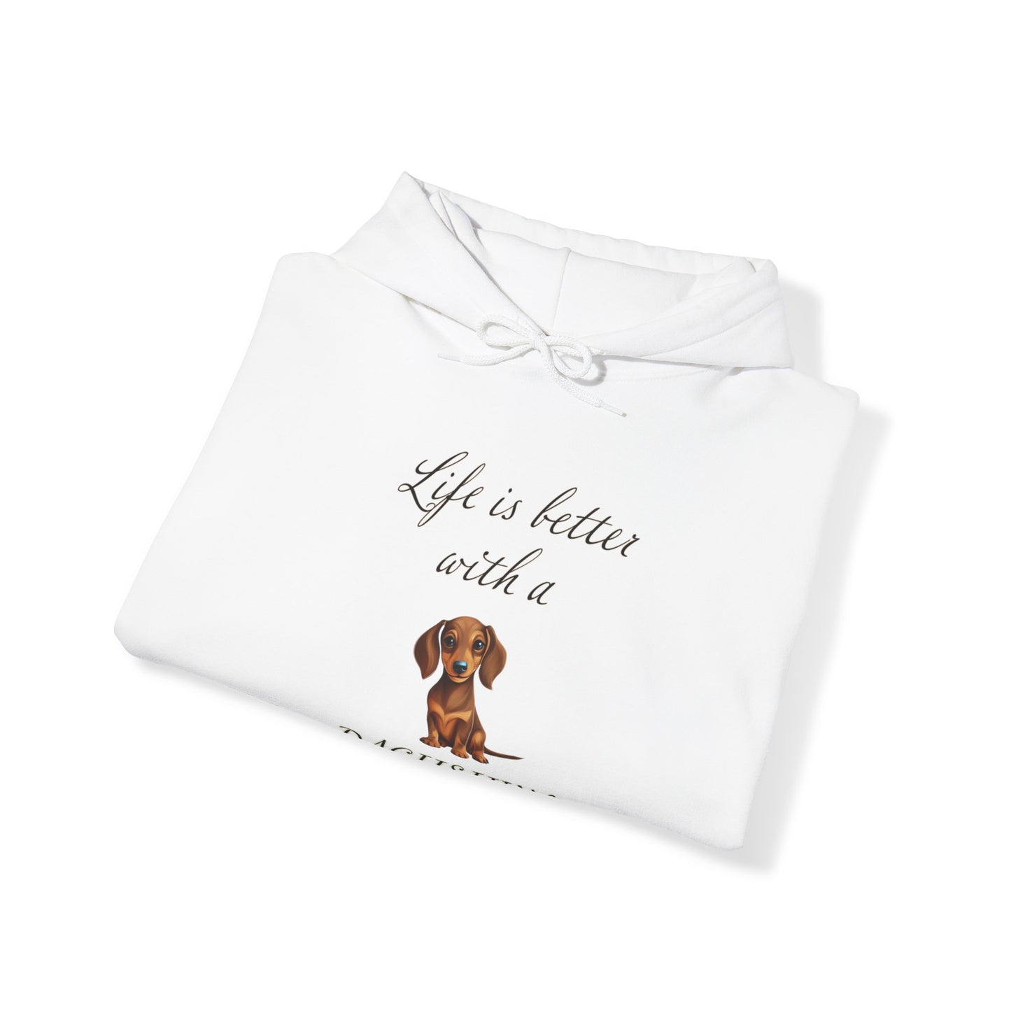 Life is Better with a Dachshund Hoodie - Unisex Heavy Blend Hooded Dog Mom or Dog Dad Sweatshirt, gift for Dog Mom, Gift for Dog Dad