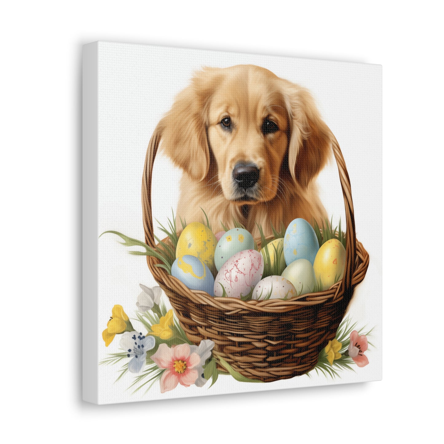 Golden Retriever Easter Wall Art - Spring Print - Canvas Gallery Wraps