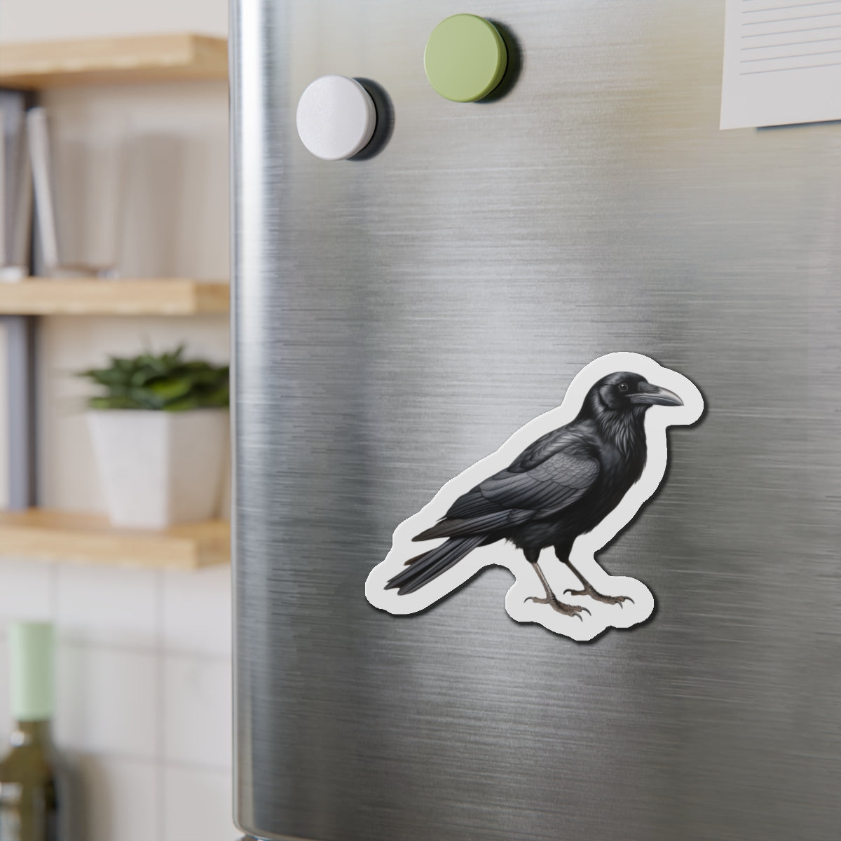 Crow Magnet | Die Cut Bird Fridge Magnet | Kitchen Decor