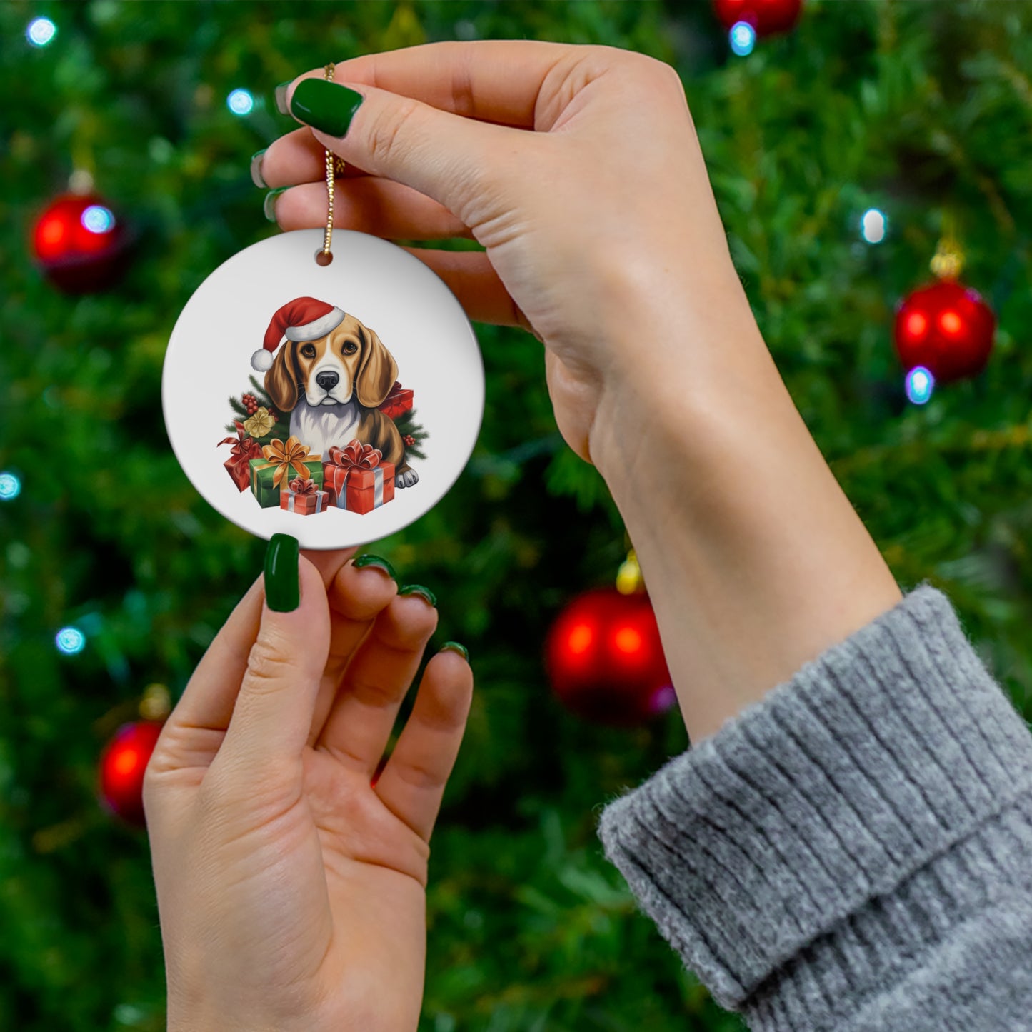 Beagle Christmas Ornament - Ceramic