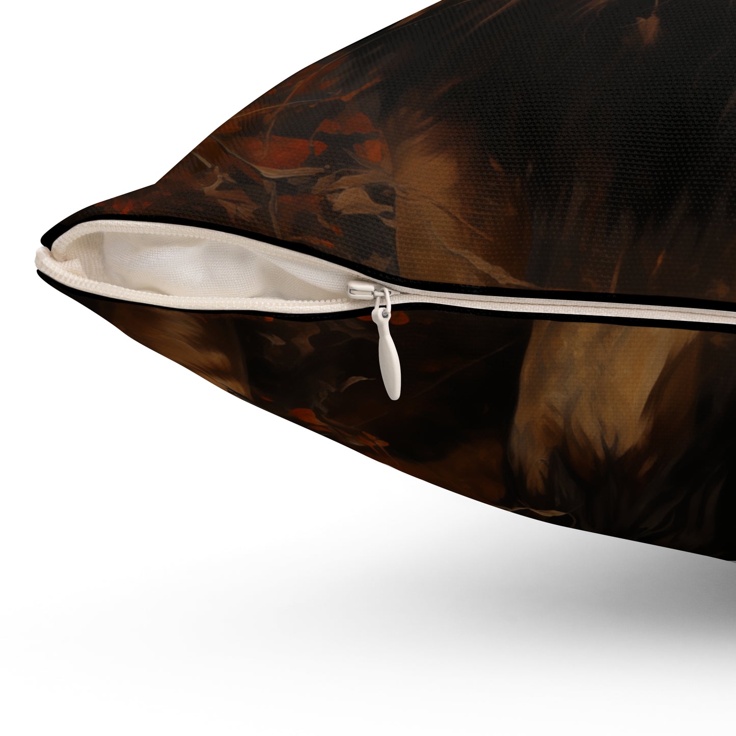 Lion Pillow - Spun Polyester Square White Throw Cushion