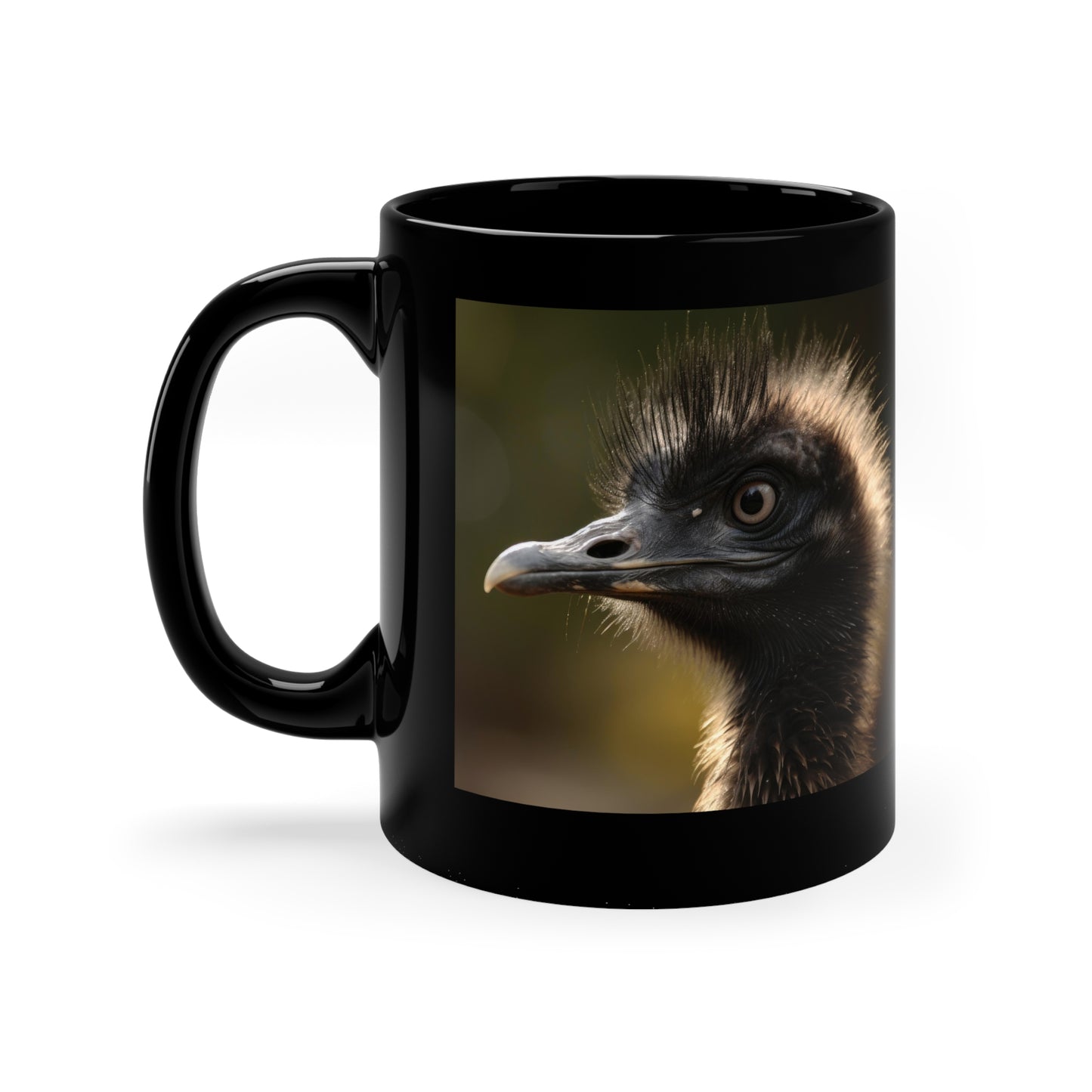 Emu 4 Black Ceramic Mug 11 oz