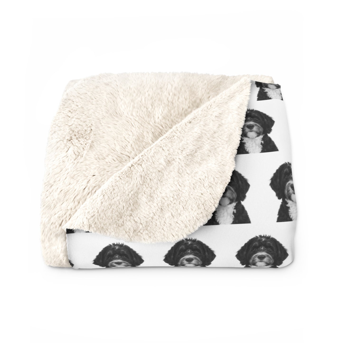 Sherpa Fleece Blanket, Bernedoodle Design - Cozy Throw, Dog Lover Gift, Home Decor, Animal Print, Winter Blanket