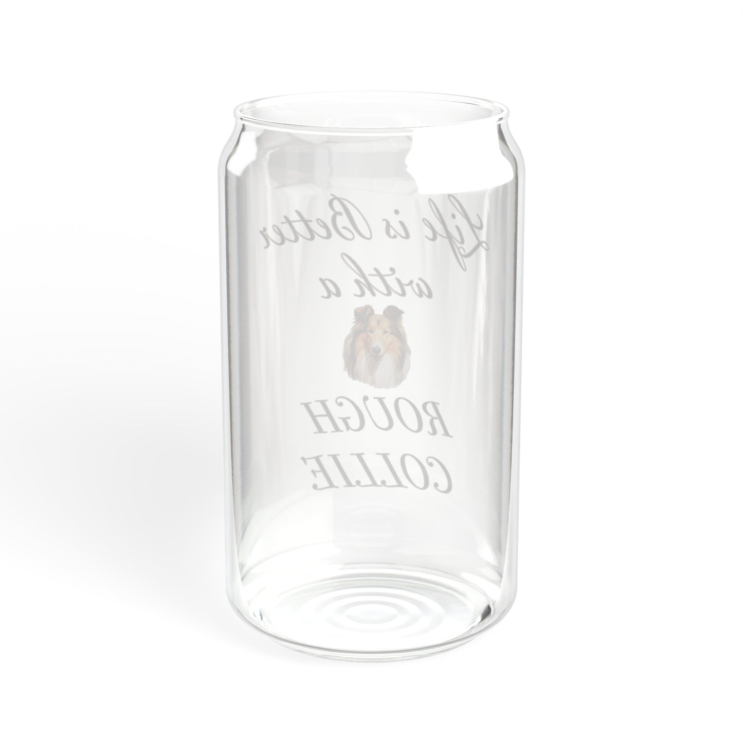 Rough Collie Sipper Glass, 16oz