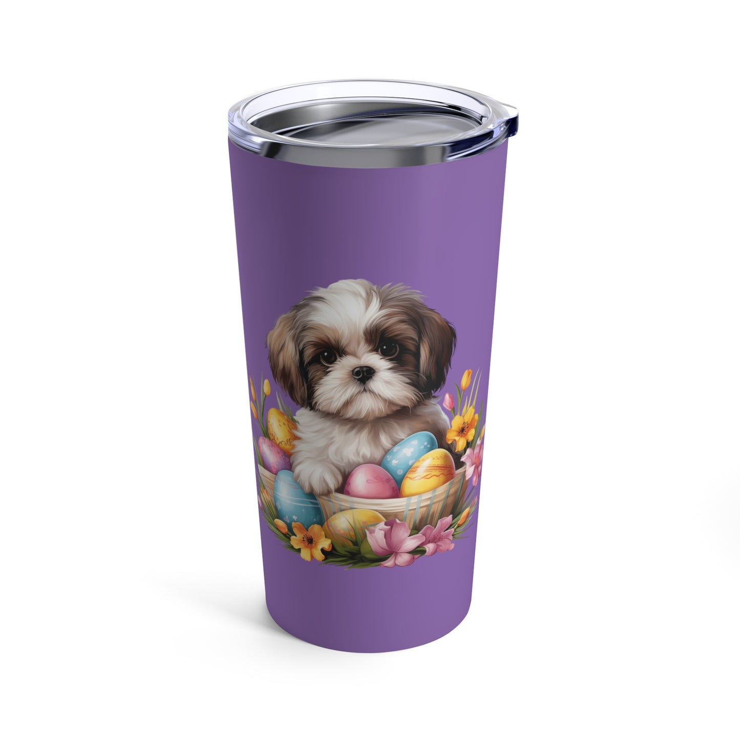 Shih Tzu Easter Stainless Steel Tumbler 20oz (Purple)