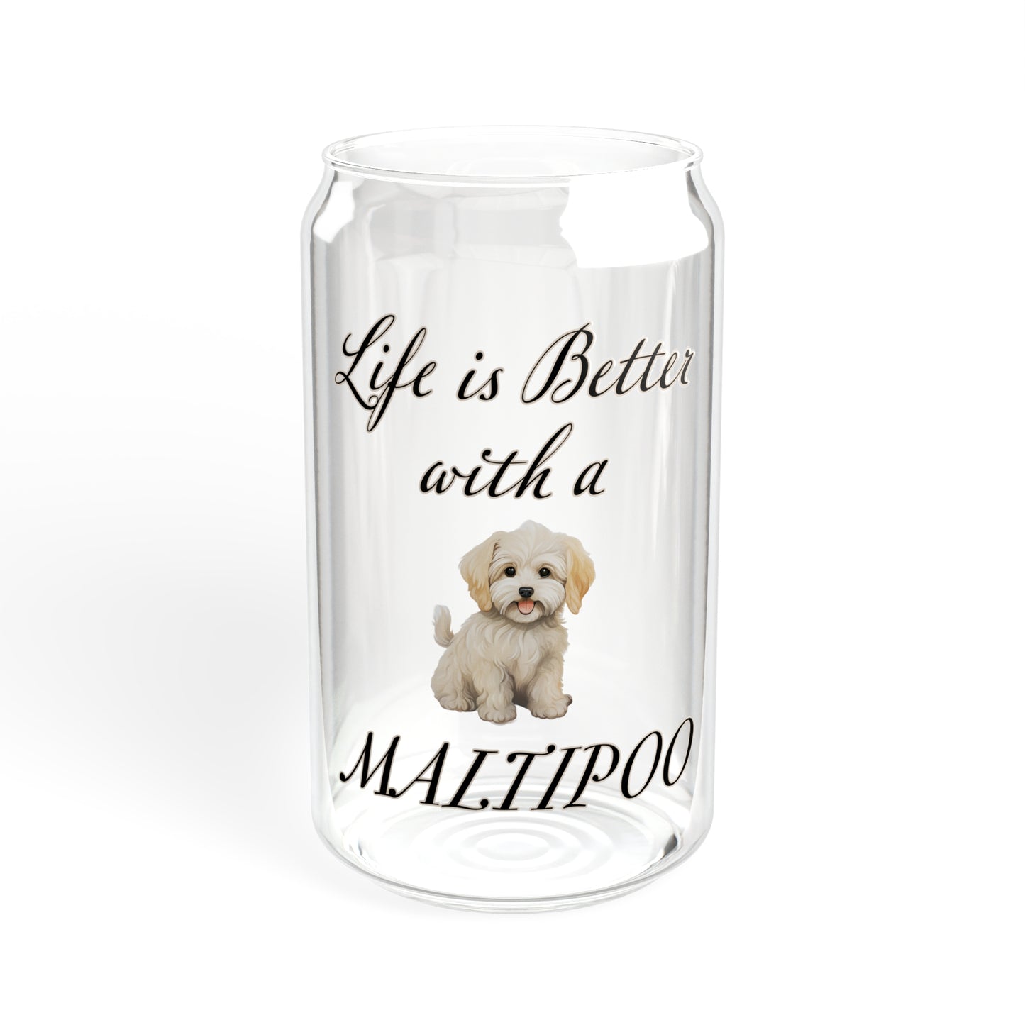 Maltipoo Sipper Glass, 16oz