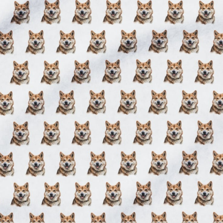 closeup of the akita pattern on an arctic blanket