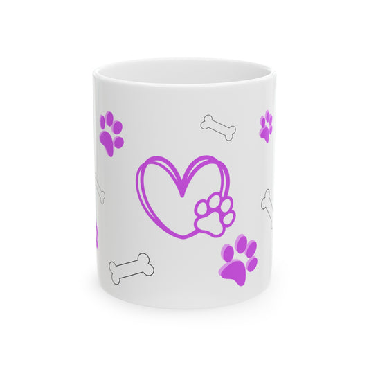 Dog Paw Heart Mug - 11 oz