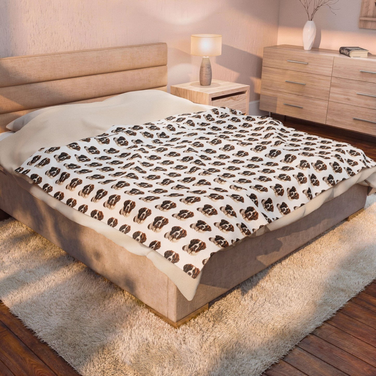 St. Bernard Blanket (Velveteen Plush, White)