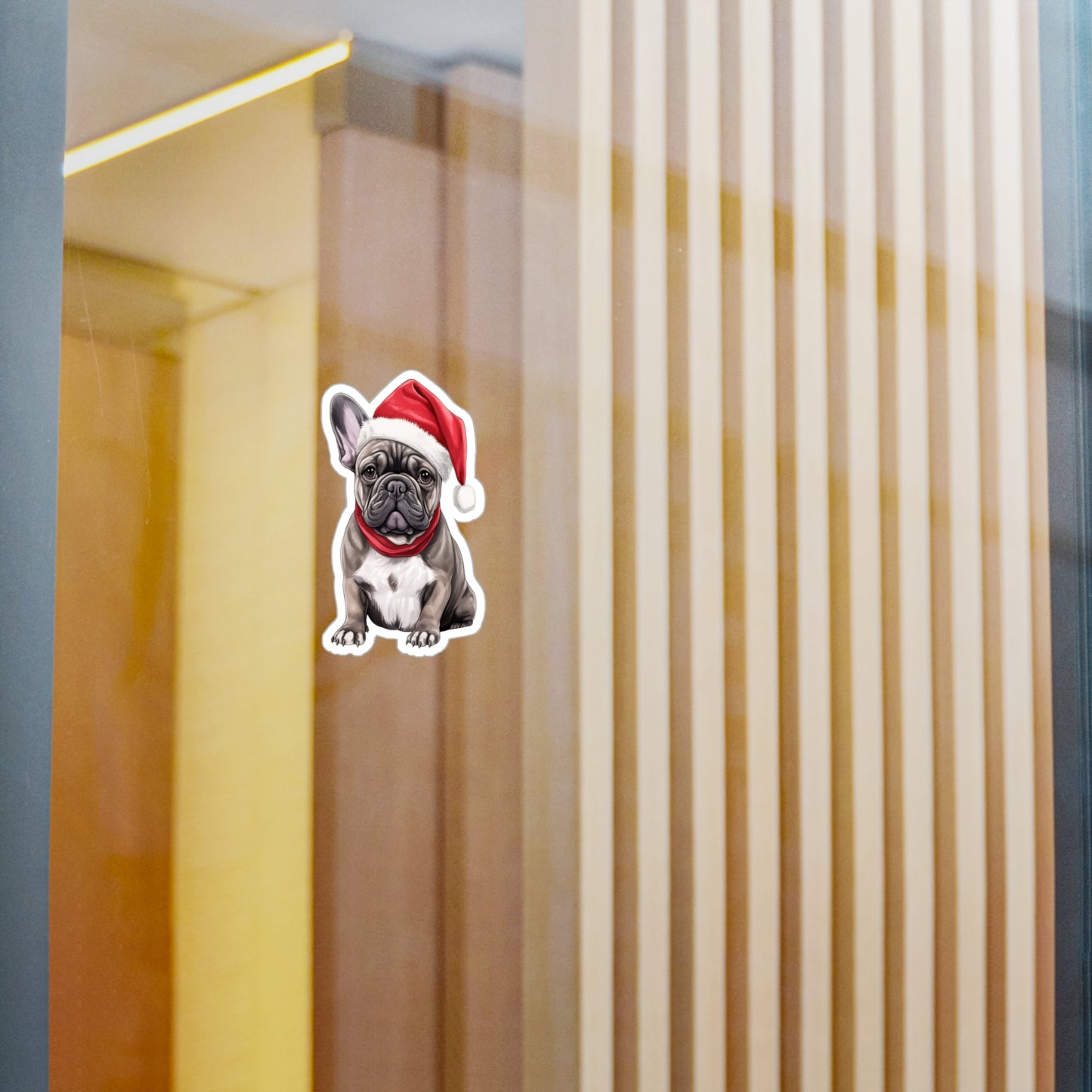 French Bulldog Christmas Sticker - Vinyl Dog Decals