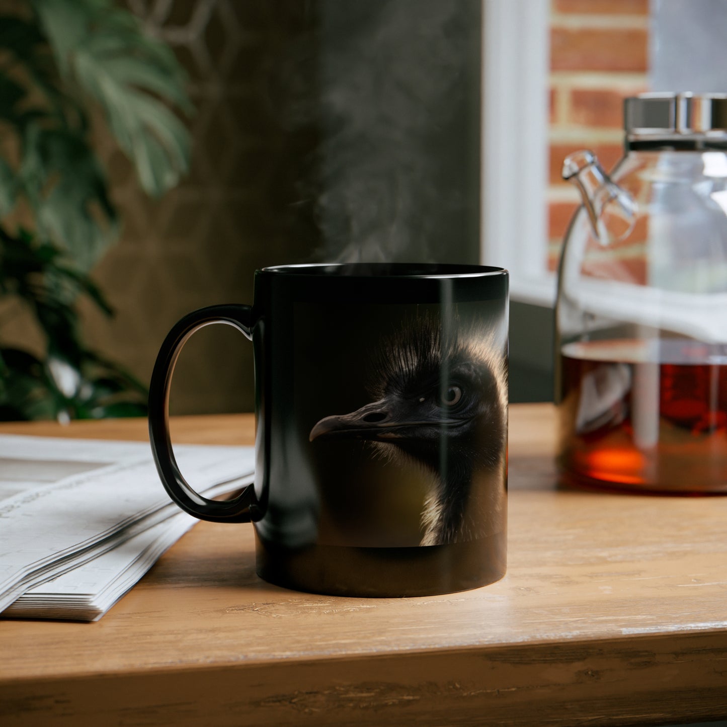 Emu 4 Black Ceramic Mug 11 oz