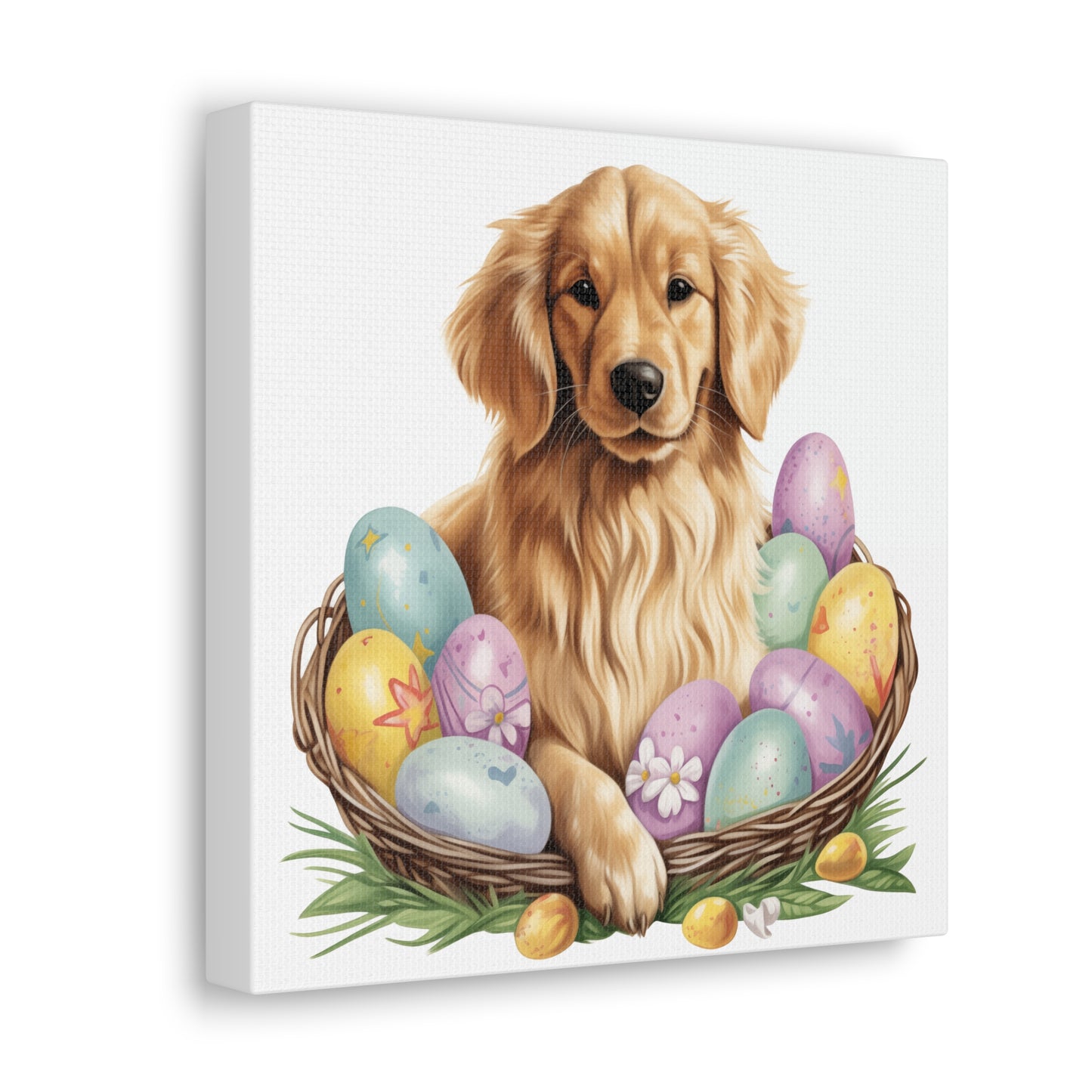 Golden Retriever Easter Wall Art - Spring Print - Canvas Gallery Wraps