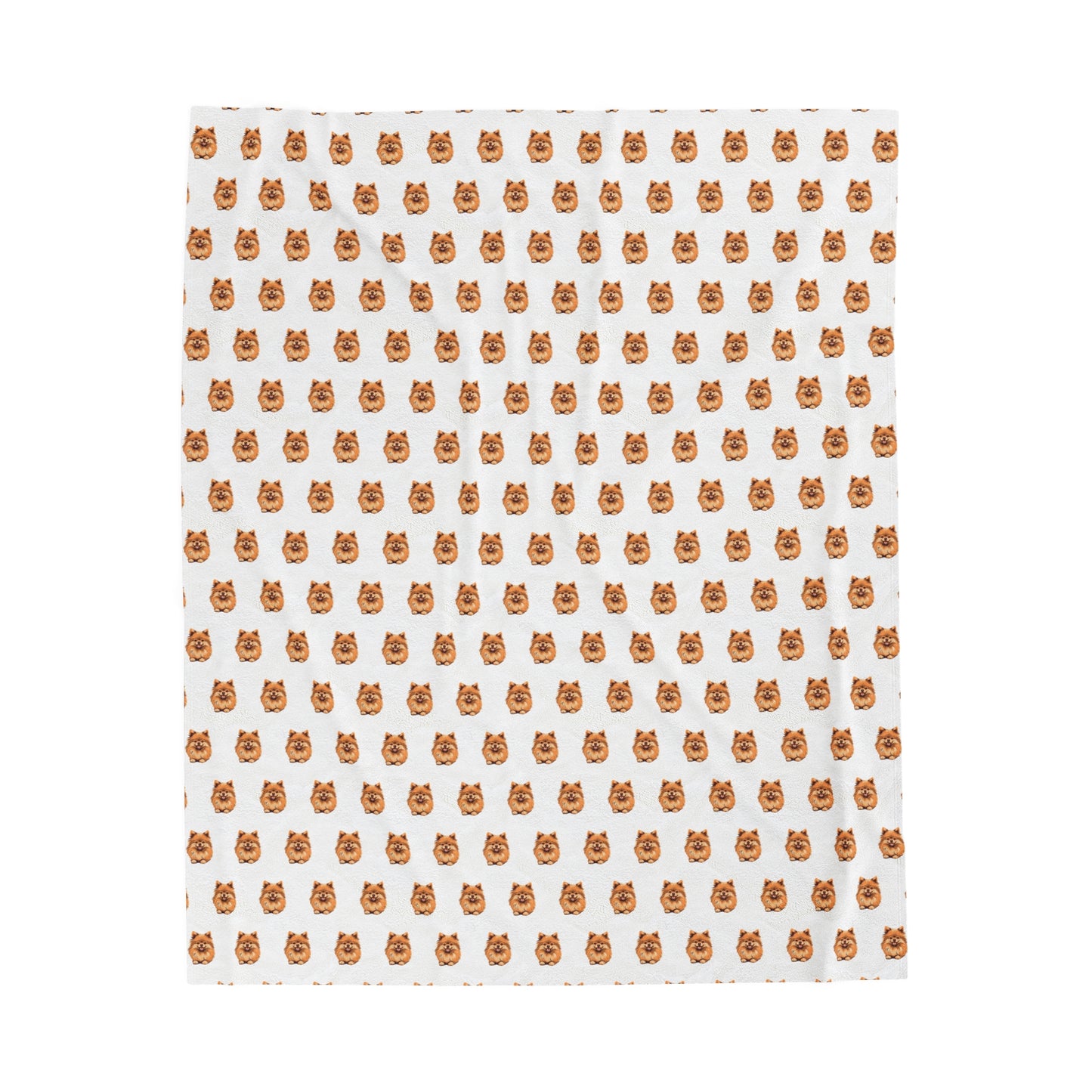 Pomeranian Velveteen Plush Blanket (White)