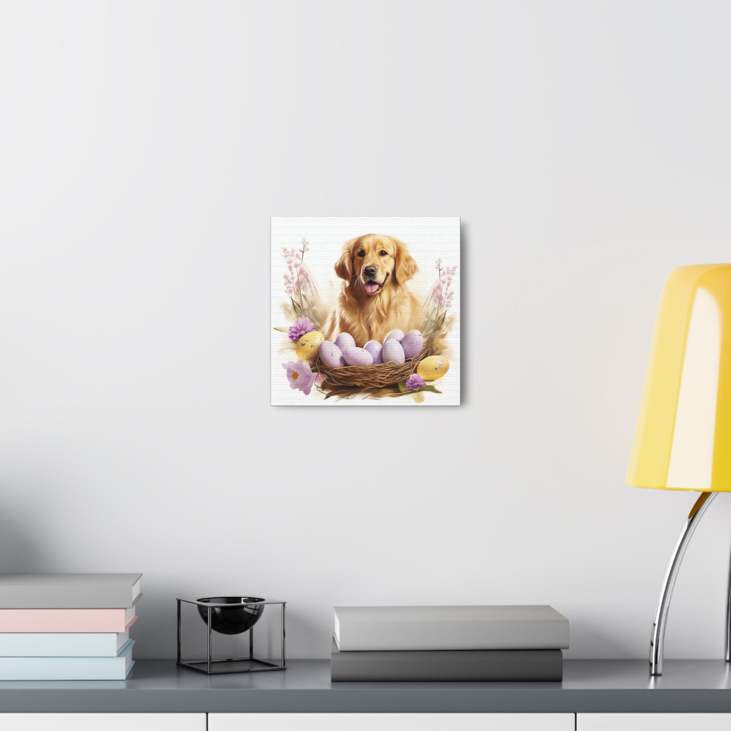 Golden Retriever Easter Wall Art - Spring Print - Canvas Gallery Wraps