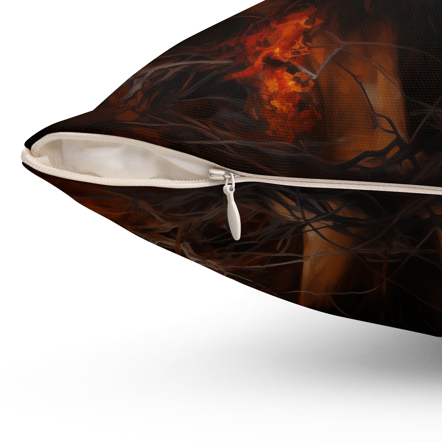 Lion Pillow - Spun Polyester Square White Throw Cushion