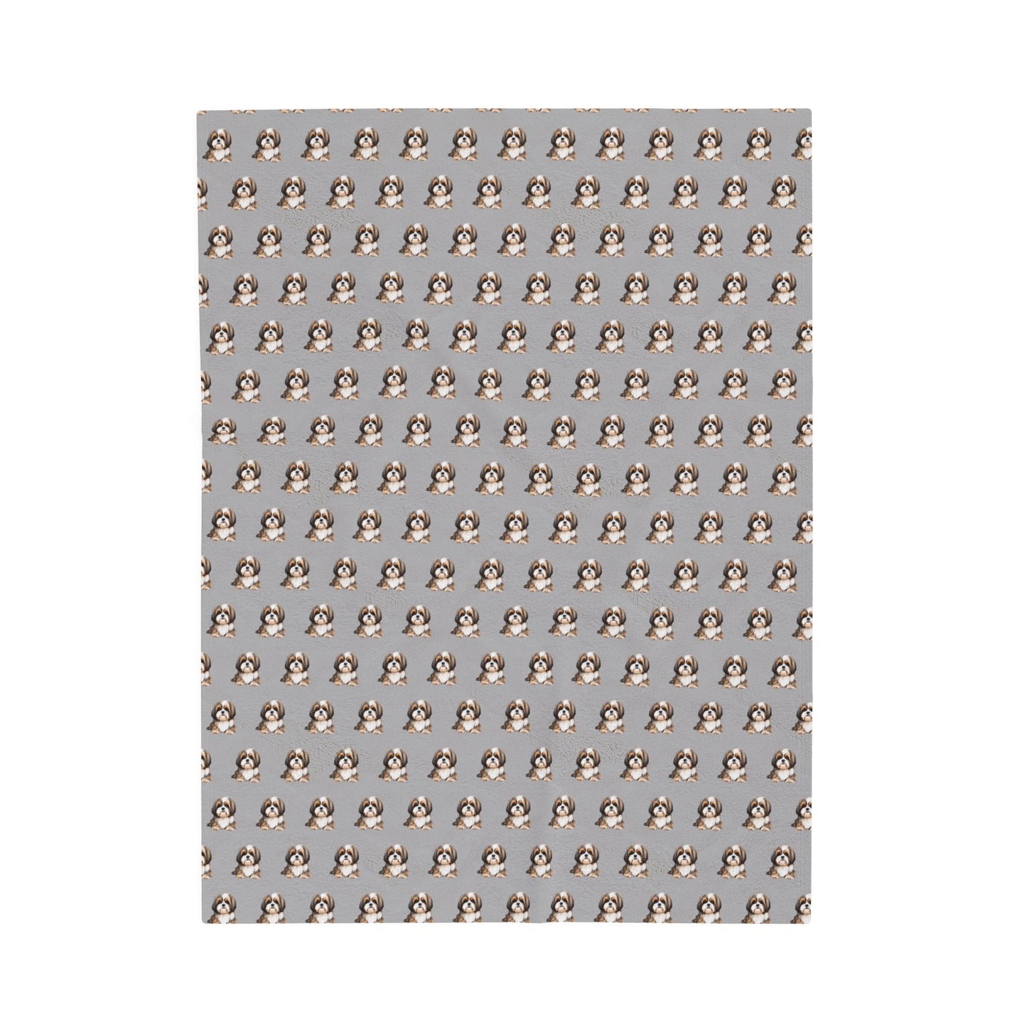 Shih Tzu Velveteen Plush Blanket - Light Grey Background