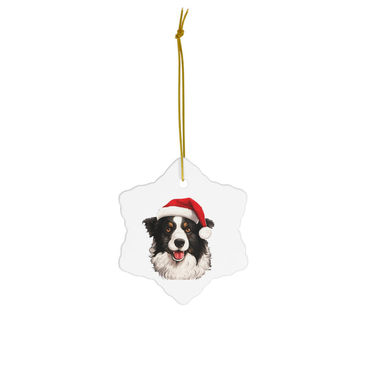 Border Collie Christmas Ornament - Ceramic