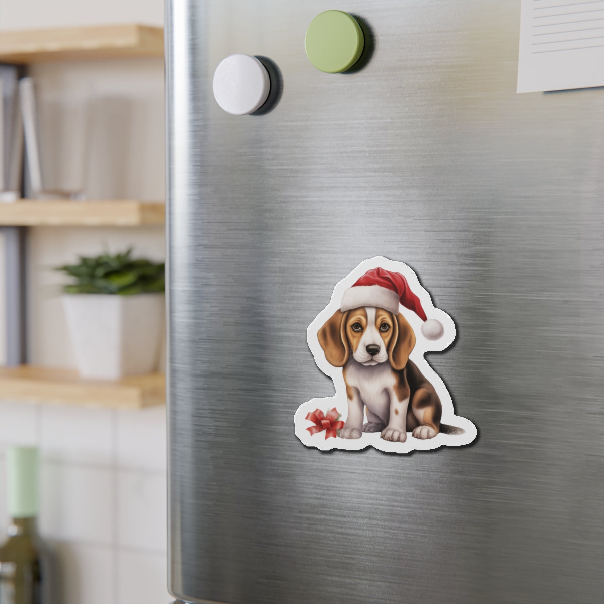 Christmas Beagle Magnet - Die Cut