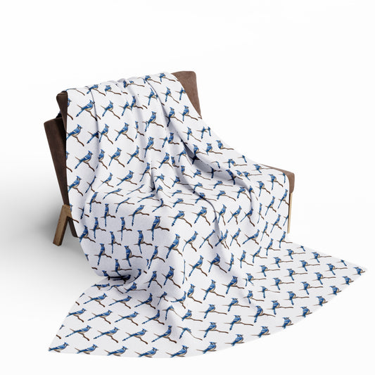 Blue Jay Blanket | Arctic Fleece Blanket | Bird Bedding | Bird Lover Gift | Bird Throw