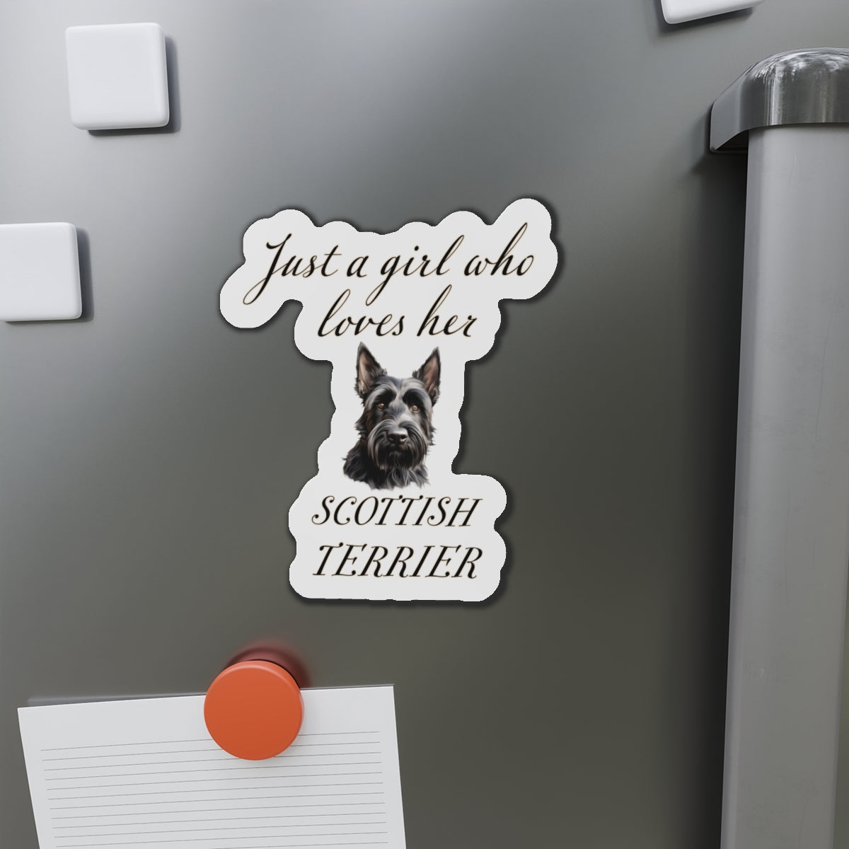 Just a Girl Who Loves Her Scottish Terrier Magnet | Die Cut Dog Magnet | Pet Kitchen Decor