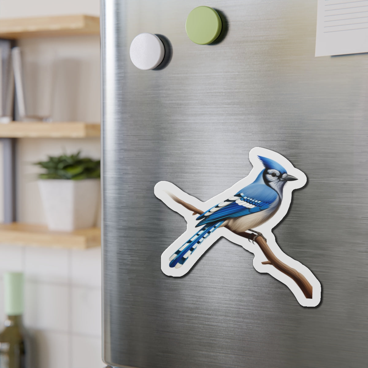Blue Jay Magnet | Die Cut Bird Fridge Magnet | Bird Kitchen Decor | Bird Lover Magnet