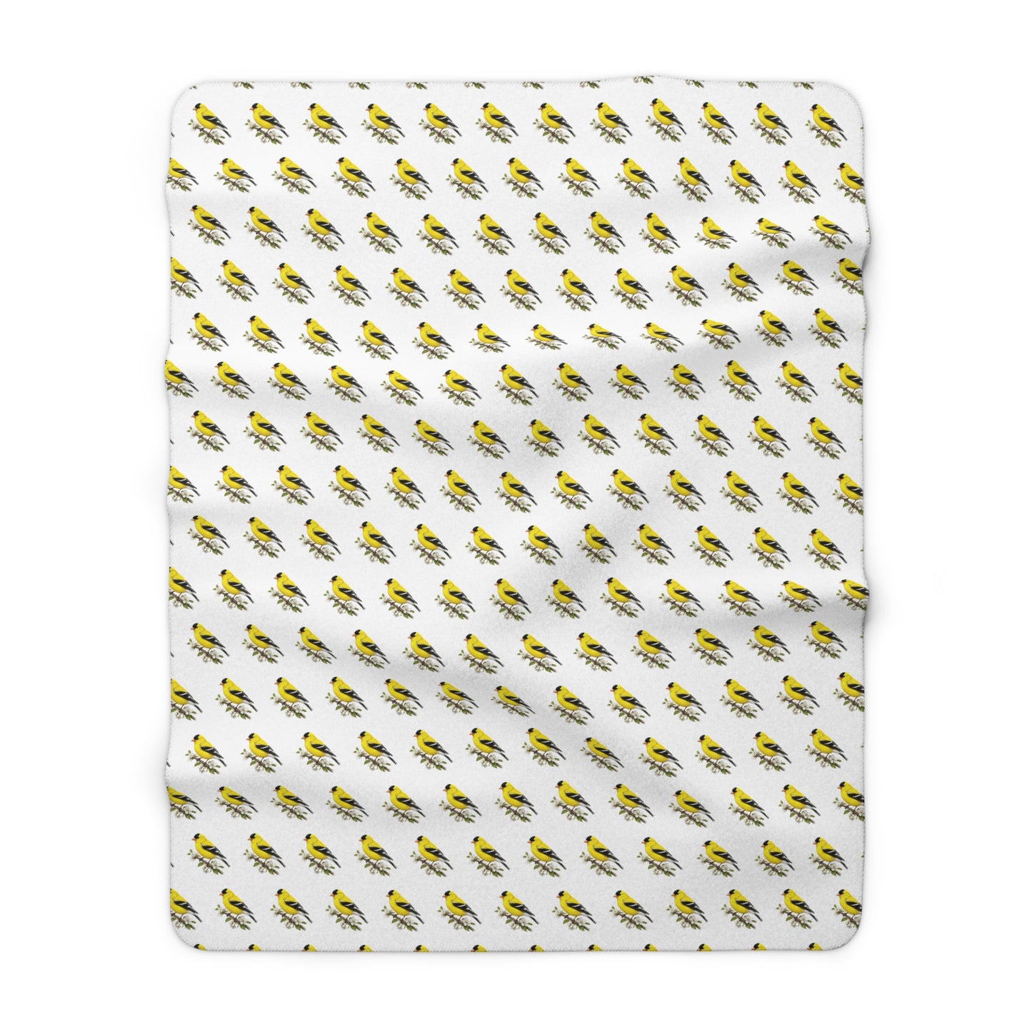 Goldfinch Sherpa Blanket | Bird Print Cozy Throw