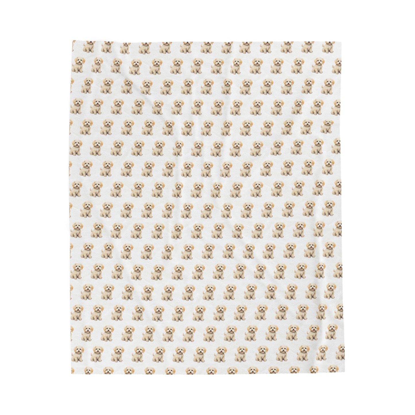 Maltipoo Velveteen Plush Blanket (White)