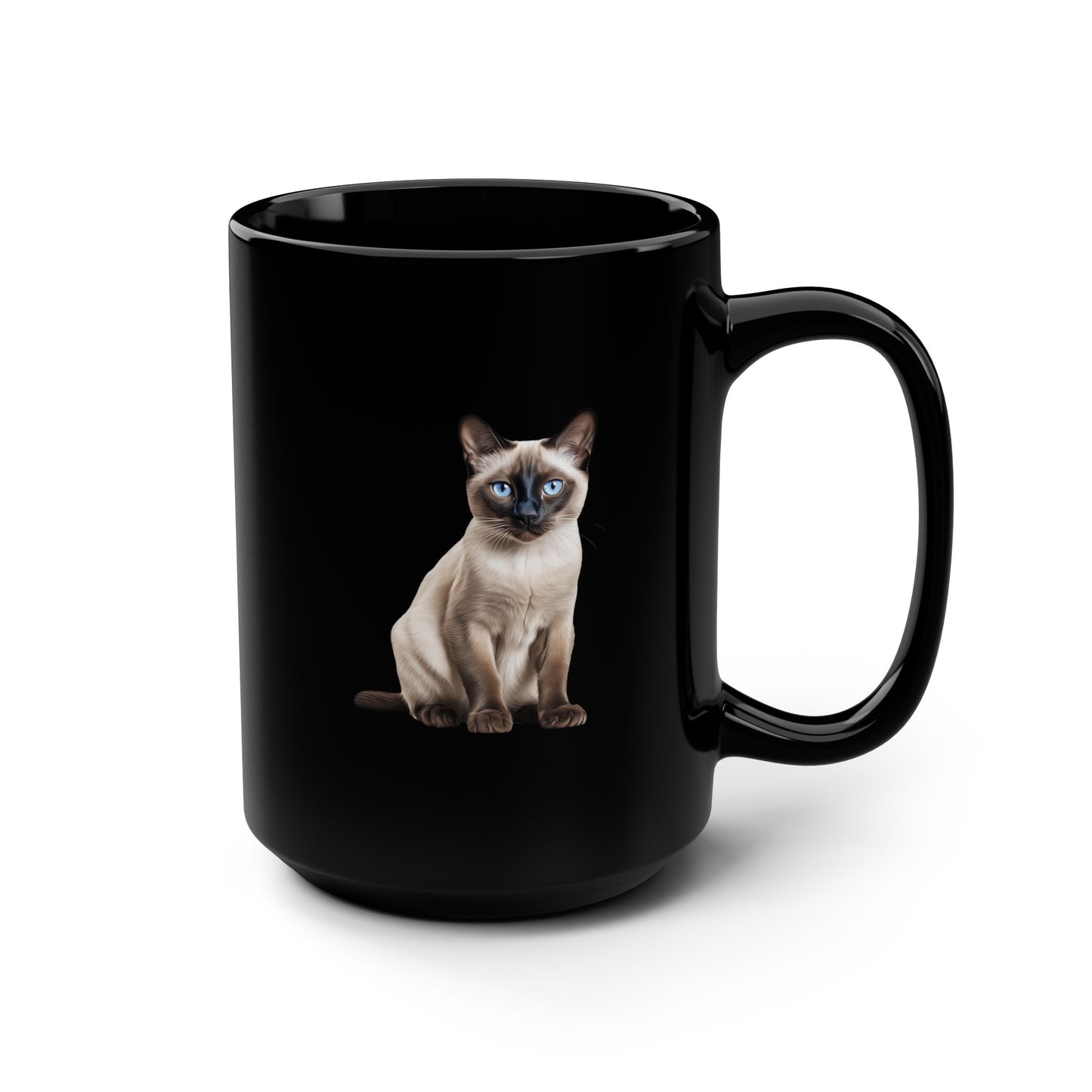 Siamese Cat Mug, 15oz - Cute Kitten Ceramic Cup for Coffee & Tea, Cat Lover Gift, Cat Mom Present, Animal Theme Kitchen Decor, Pet Owner