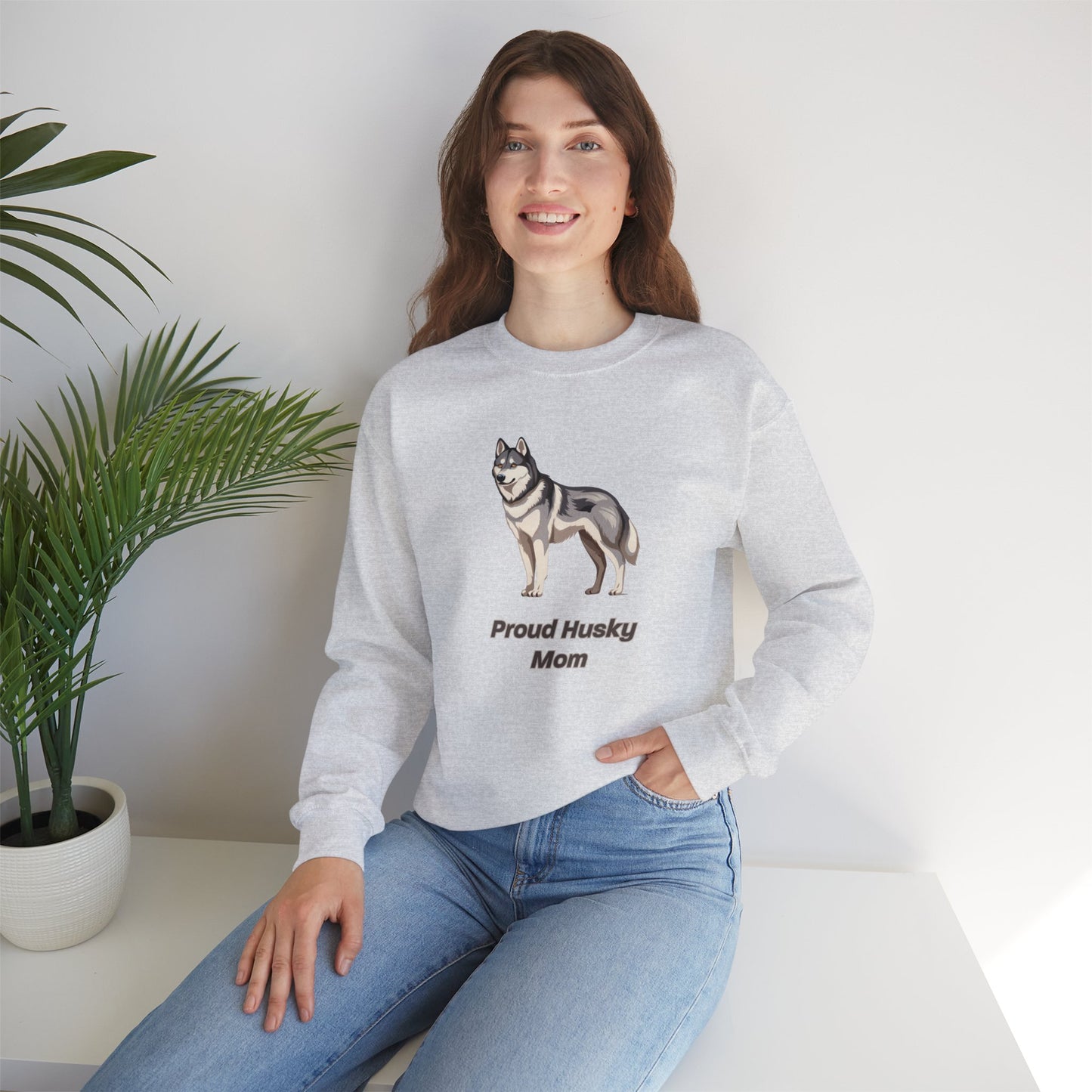 Proud Husky Mom Unisex Crewneck Sweatshirt