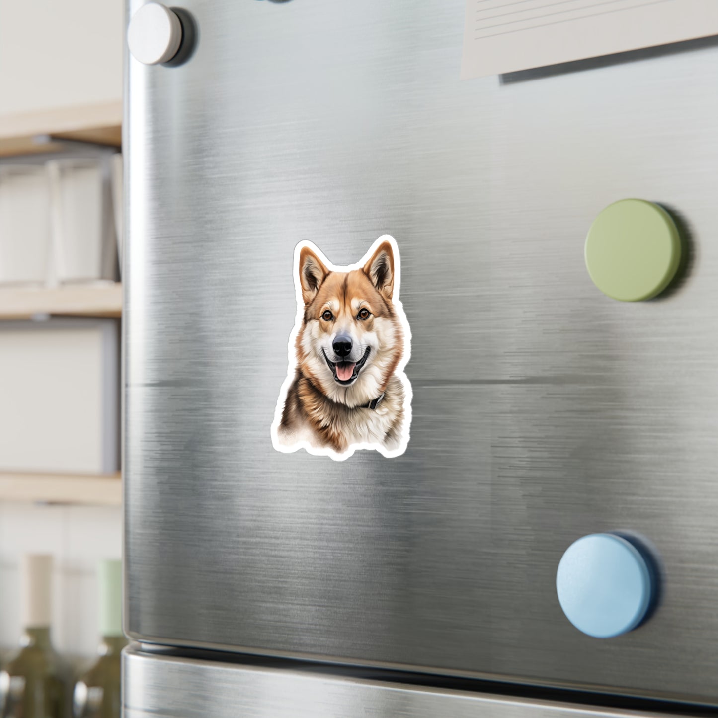 akita sticker on fridge