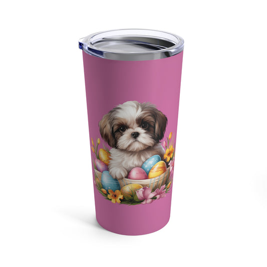 Shih Tzu Easter Stainless Steel Tumbler 20oz (Pink)