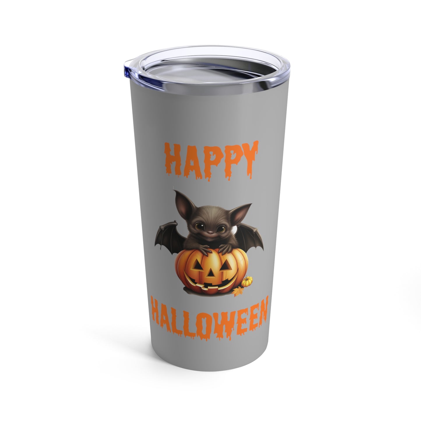 Grey Happy Halloween Bat Stainless Steel Tumbler 20oz