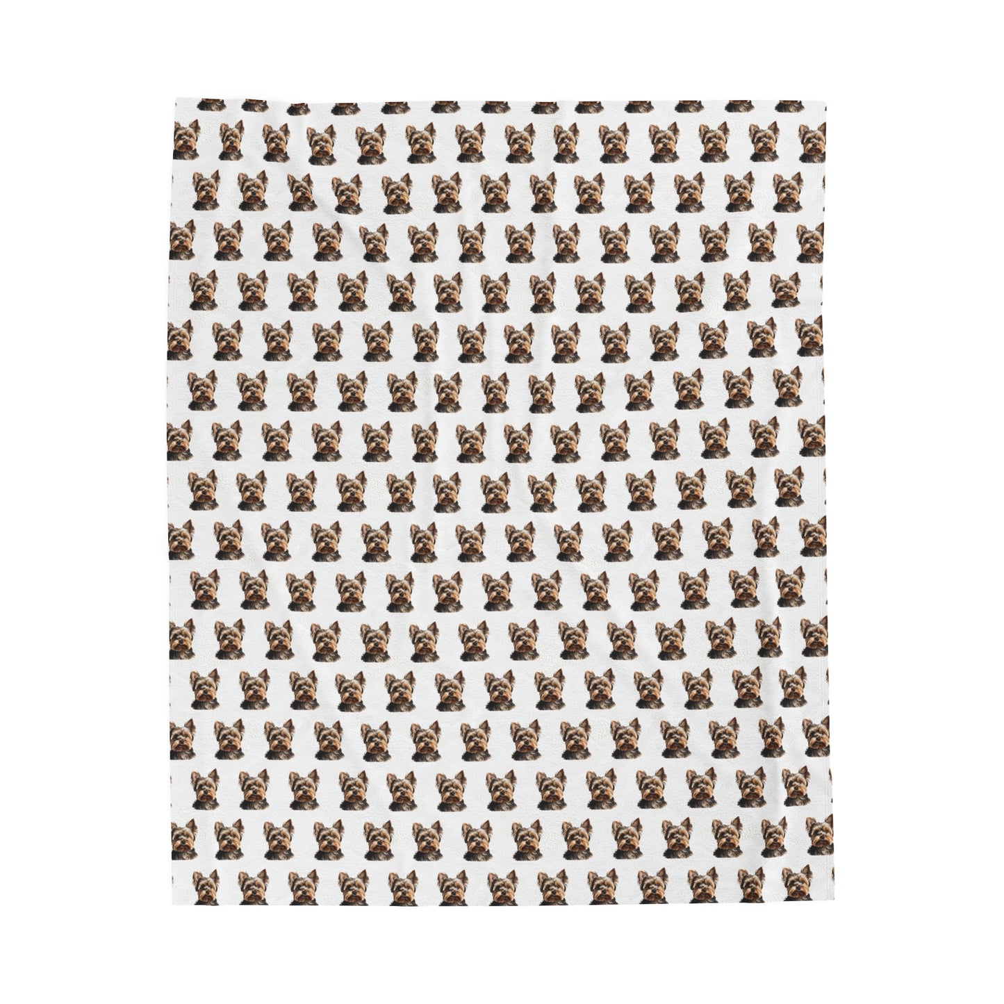 Yorkshire Terrier Blanket (Velveteen Plush, White)