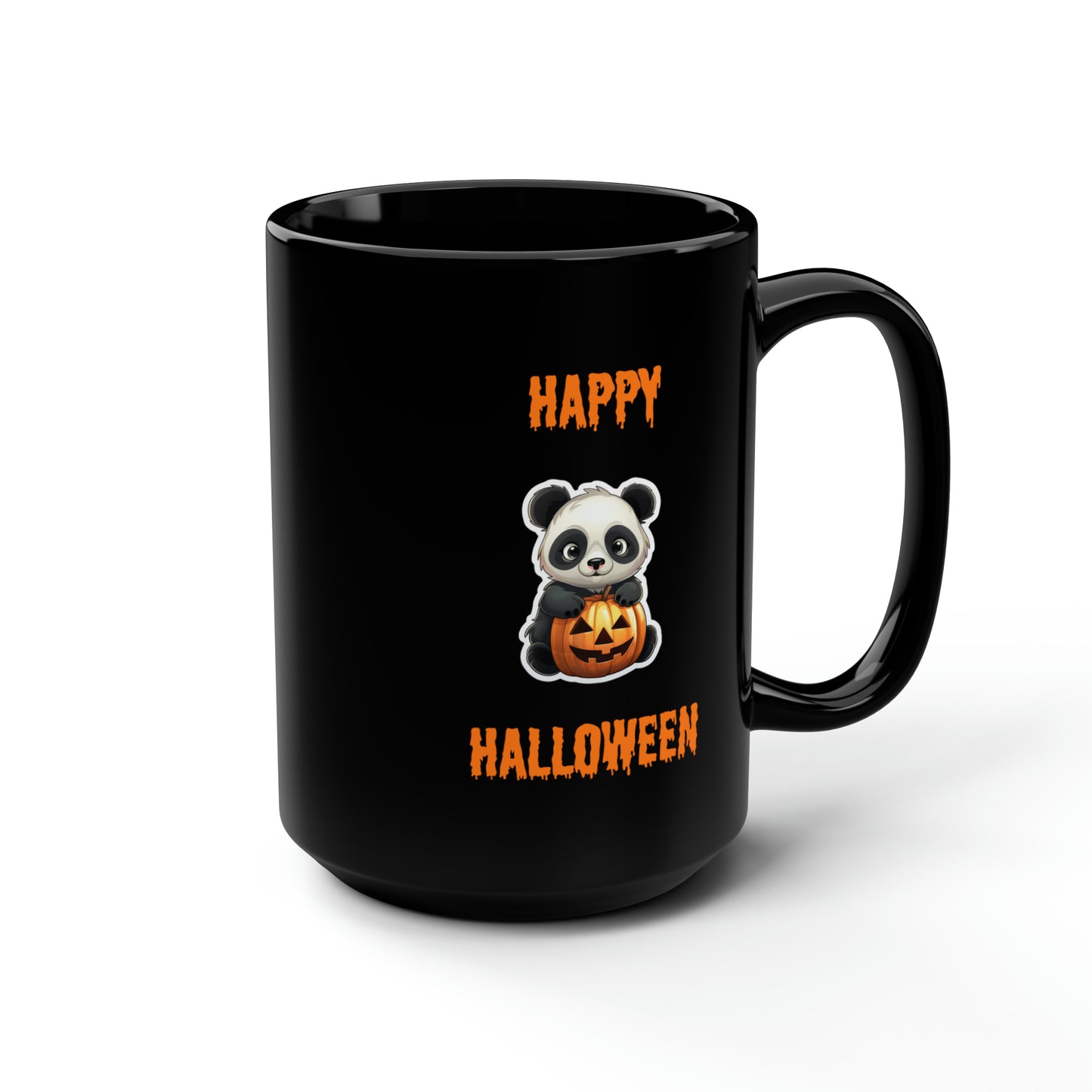 Panda Happy Halloween Mug - 15oz Black Ceramic Mug