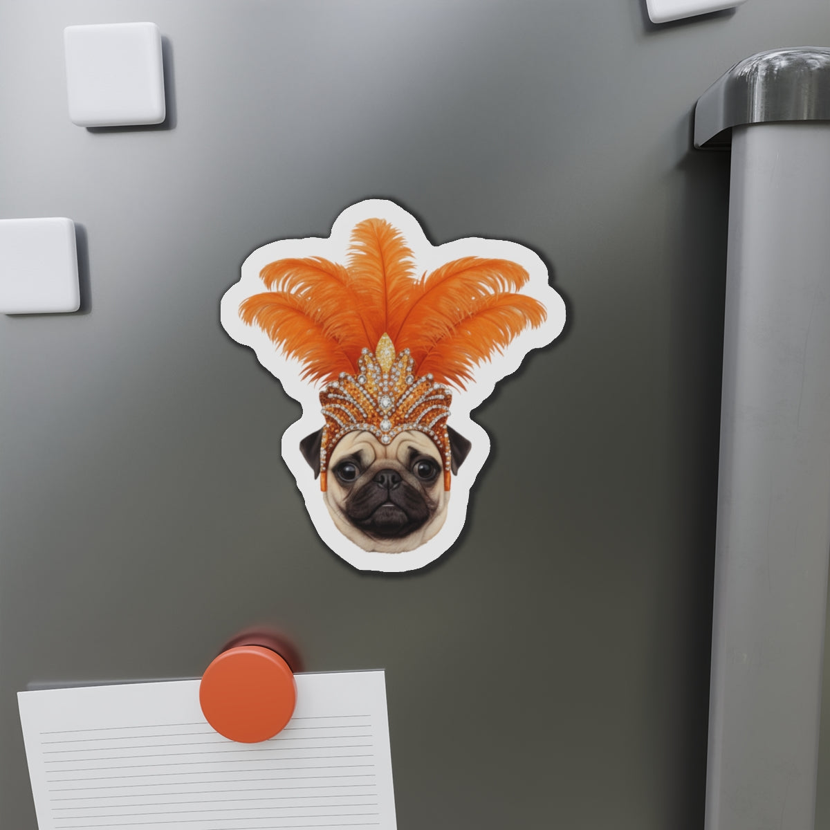 Pug Showgirl Magnet - The Animal Showgirl Collection Orange Edition - Vibrant Color - Durable Outdoor Vinyl