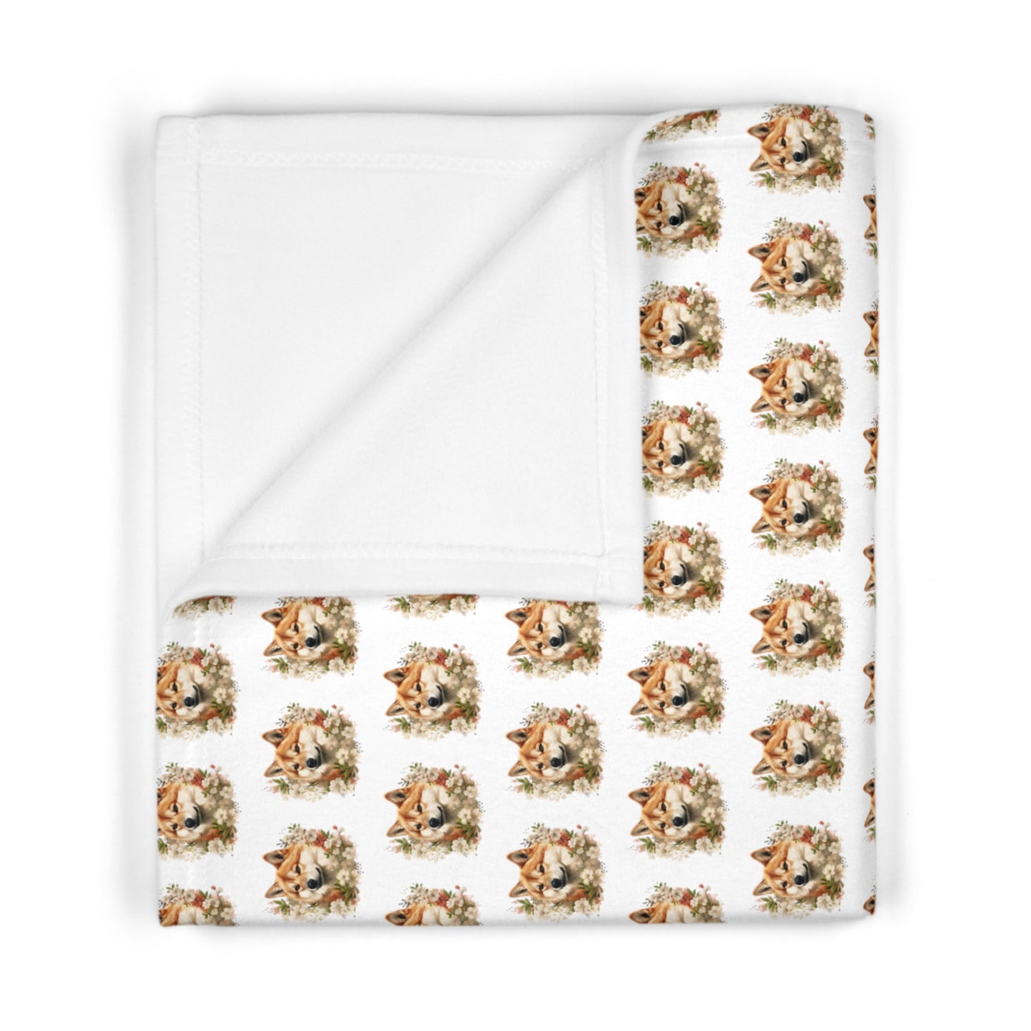 Floral Akita Soft Fleece Baby Blanket