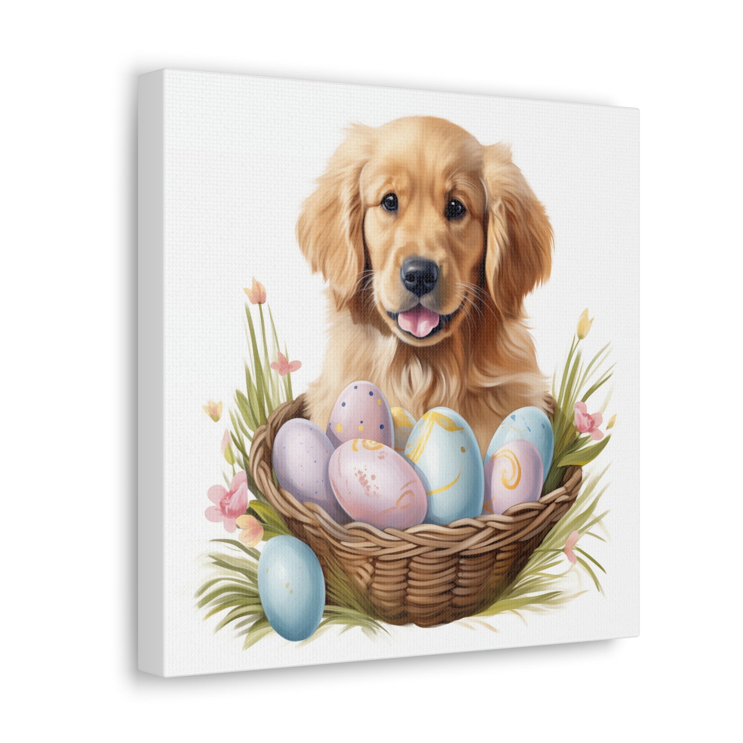 Golden Retriever Easter Wall Art - Spring Print - Canvas Gallery Wraps