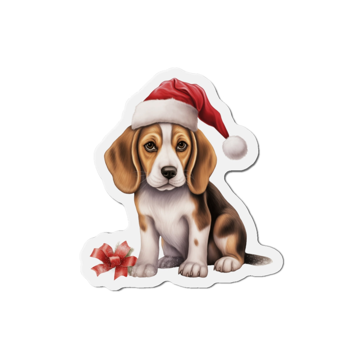 Christmas Beagle Magnet - Die Cut