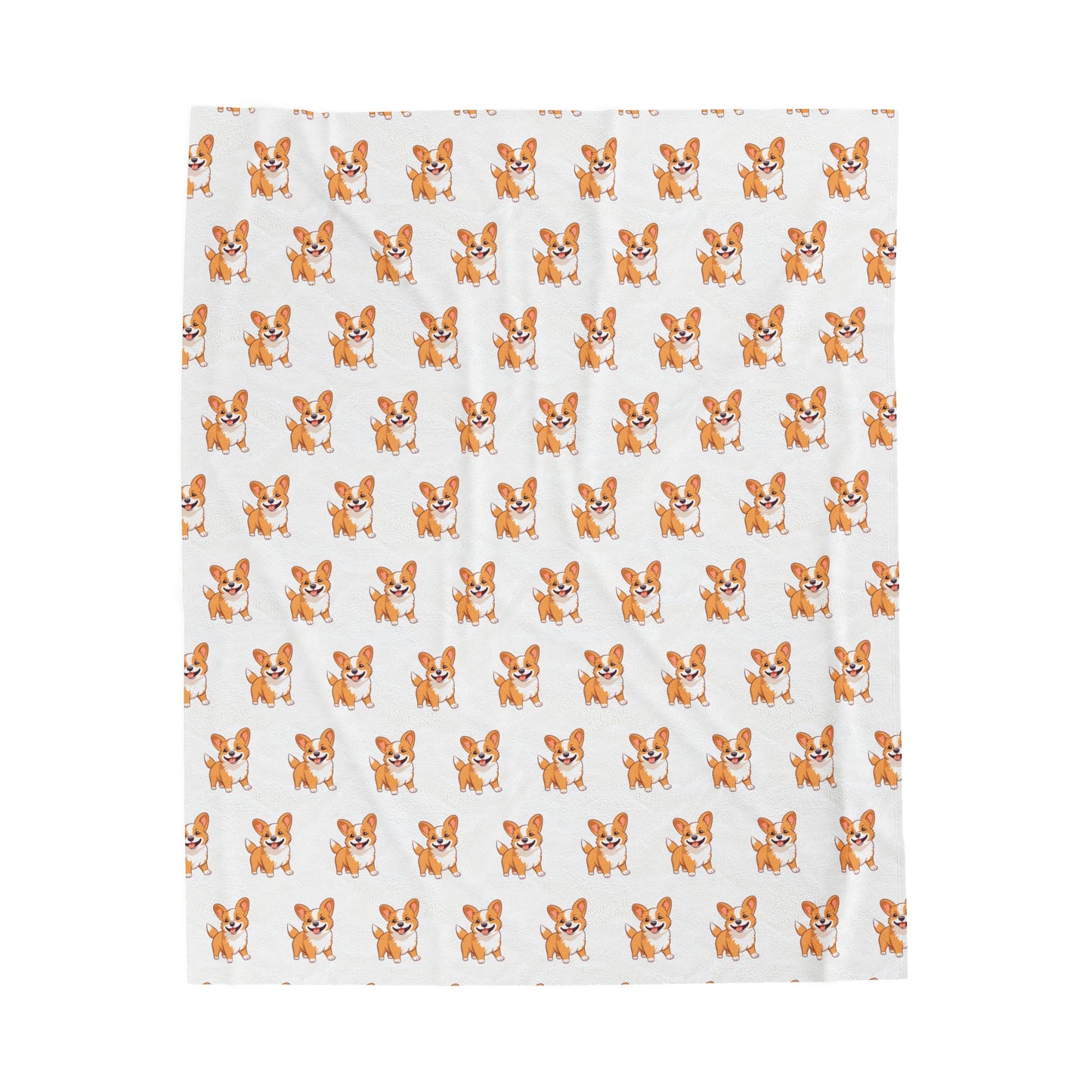 Corgi Velveteen Plush Blanket (White)