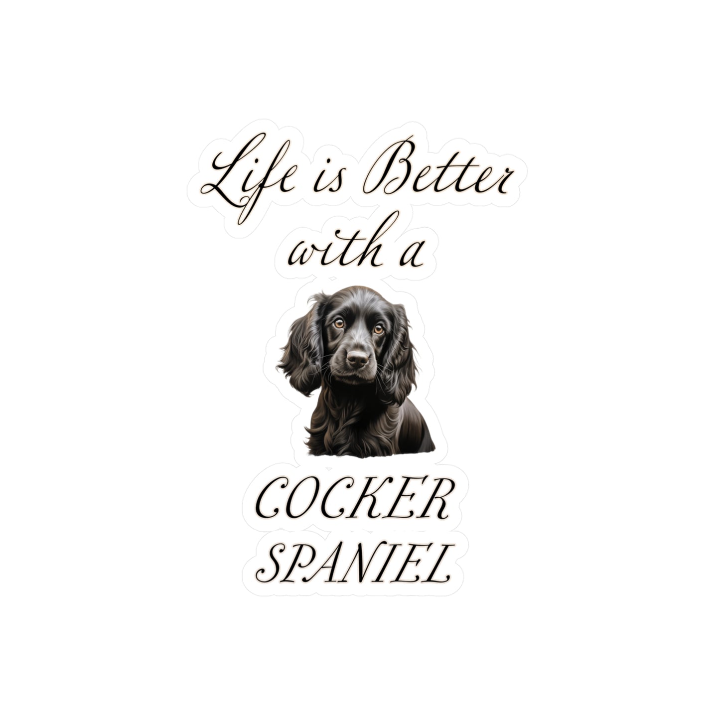 Black Cocker Spaniel Sticker - Kiss-Cut Vinyl Dog Decals