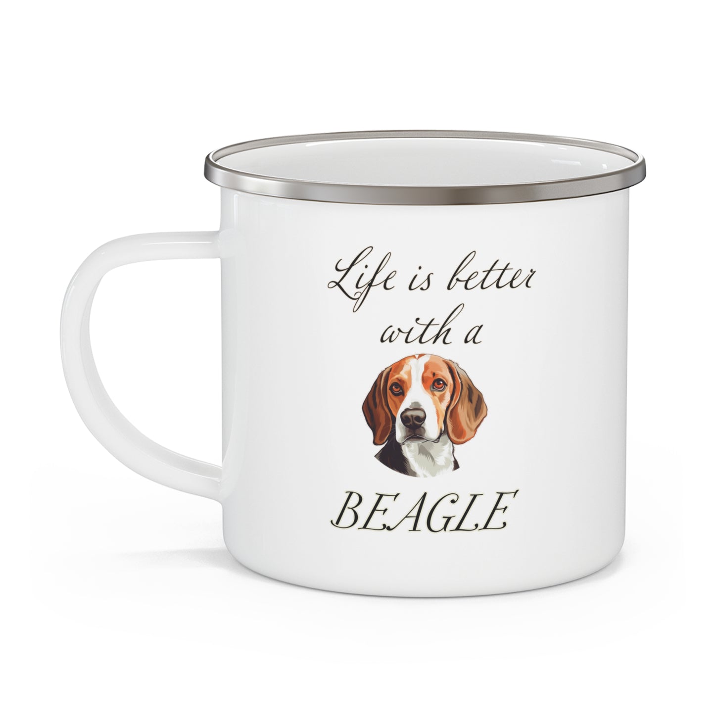 Life is Better with a Beagle Enamel Camping Mug