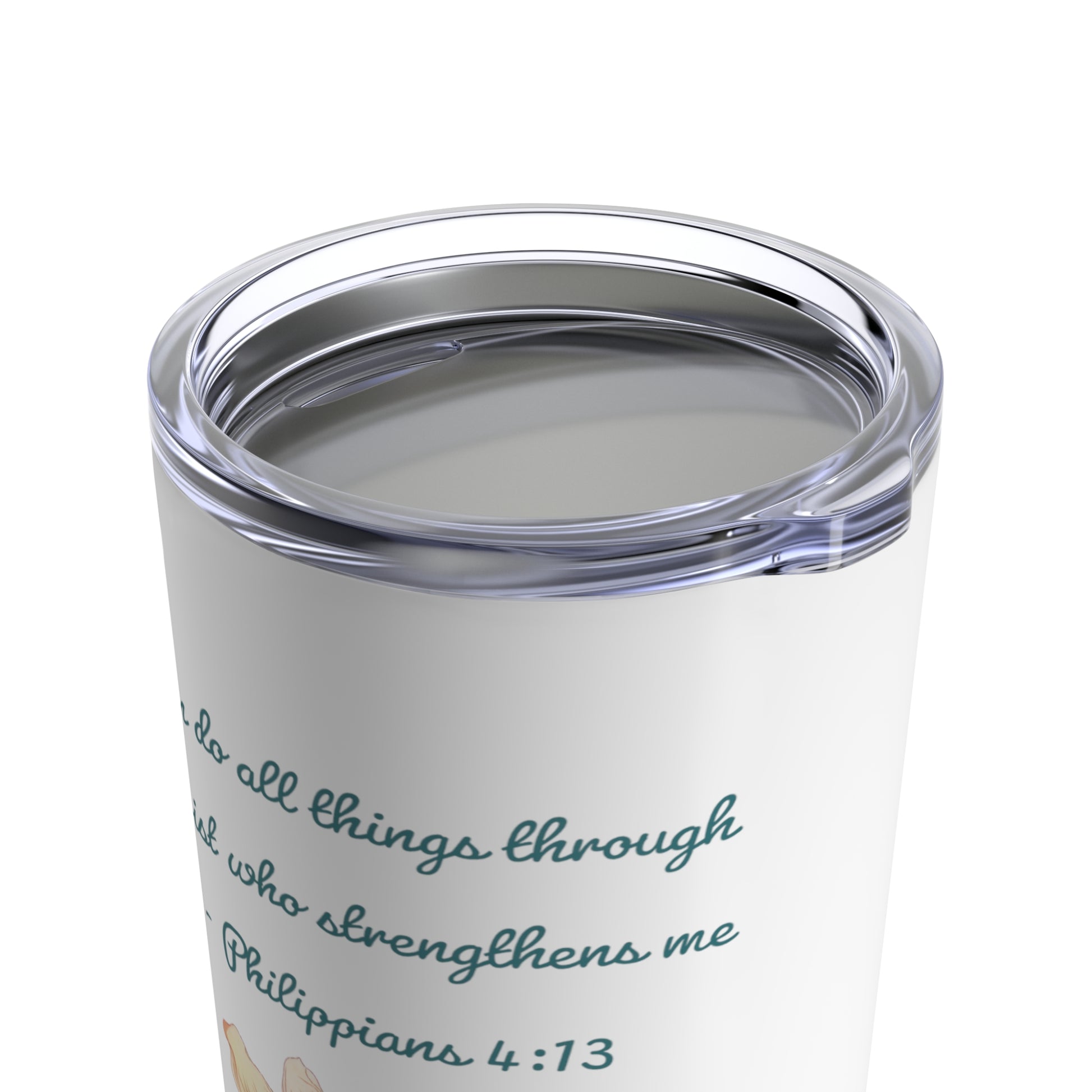 see-thru lid of Christian tumbler